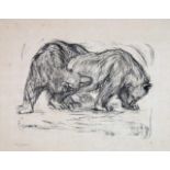 Franz Marc. Bären.Lithographie. 1907. 19,5 : 27,0 cm (35,5 : 45,7 cm). Signiert, im Stein