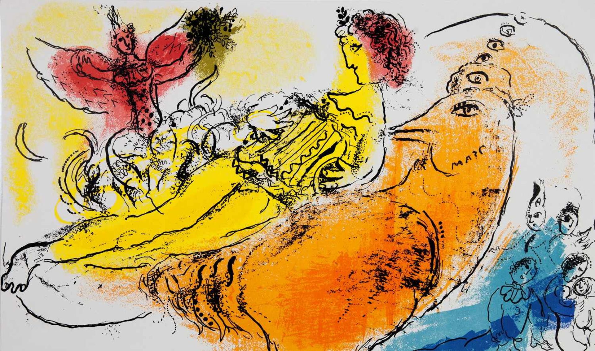 Marc Chagall. David vor Saul (mit dem Haupt Goliaths). - Davids Trauerlied.Zwei Radierungen. 1958. - Image 6 of 7