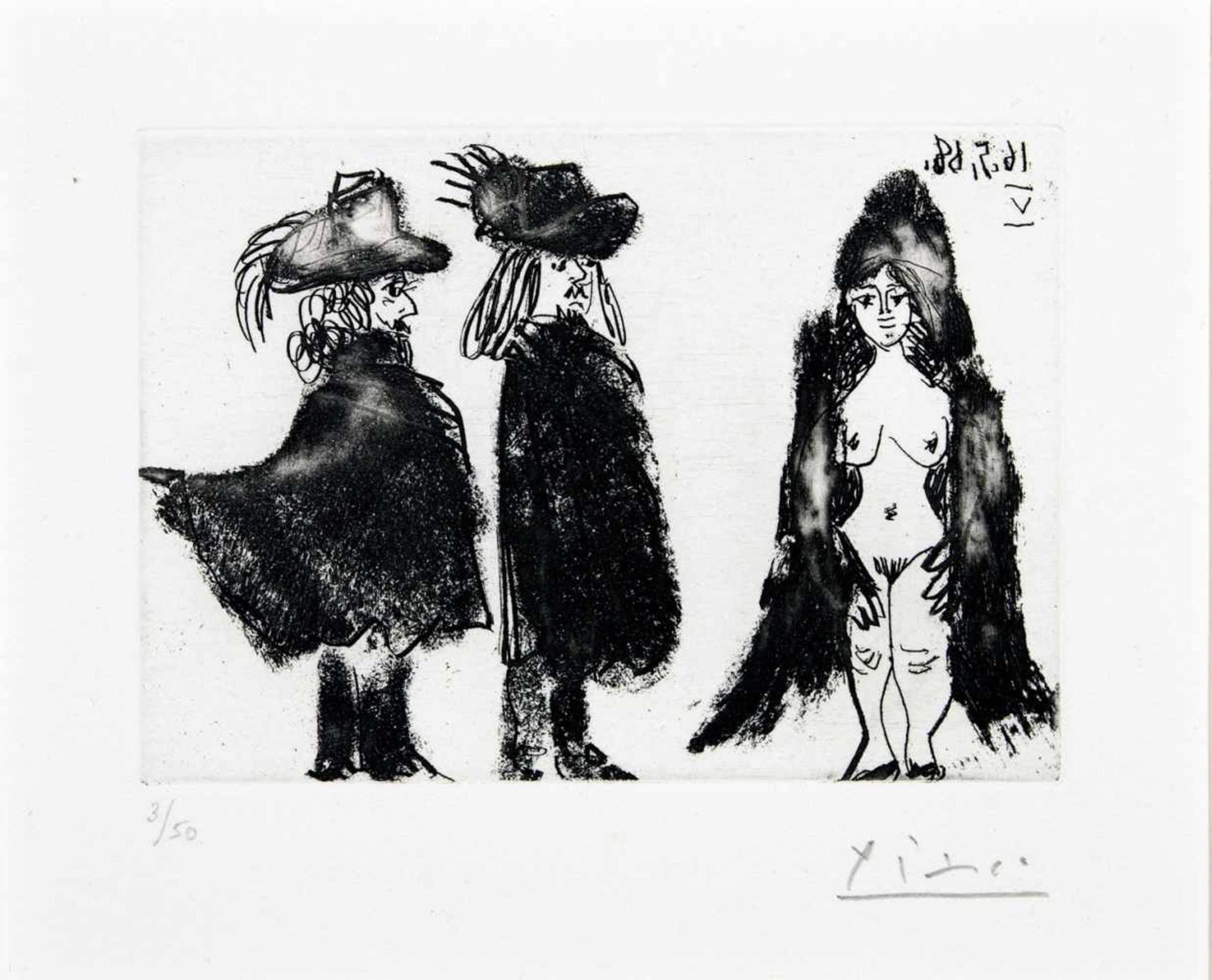 Pablo Picasso. La Celestine.Radierung. 1968. 8,8 : 12,5 cm (25,3 : 32,7 cm). Signiert und