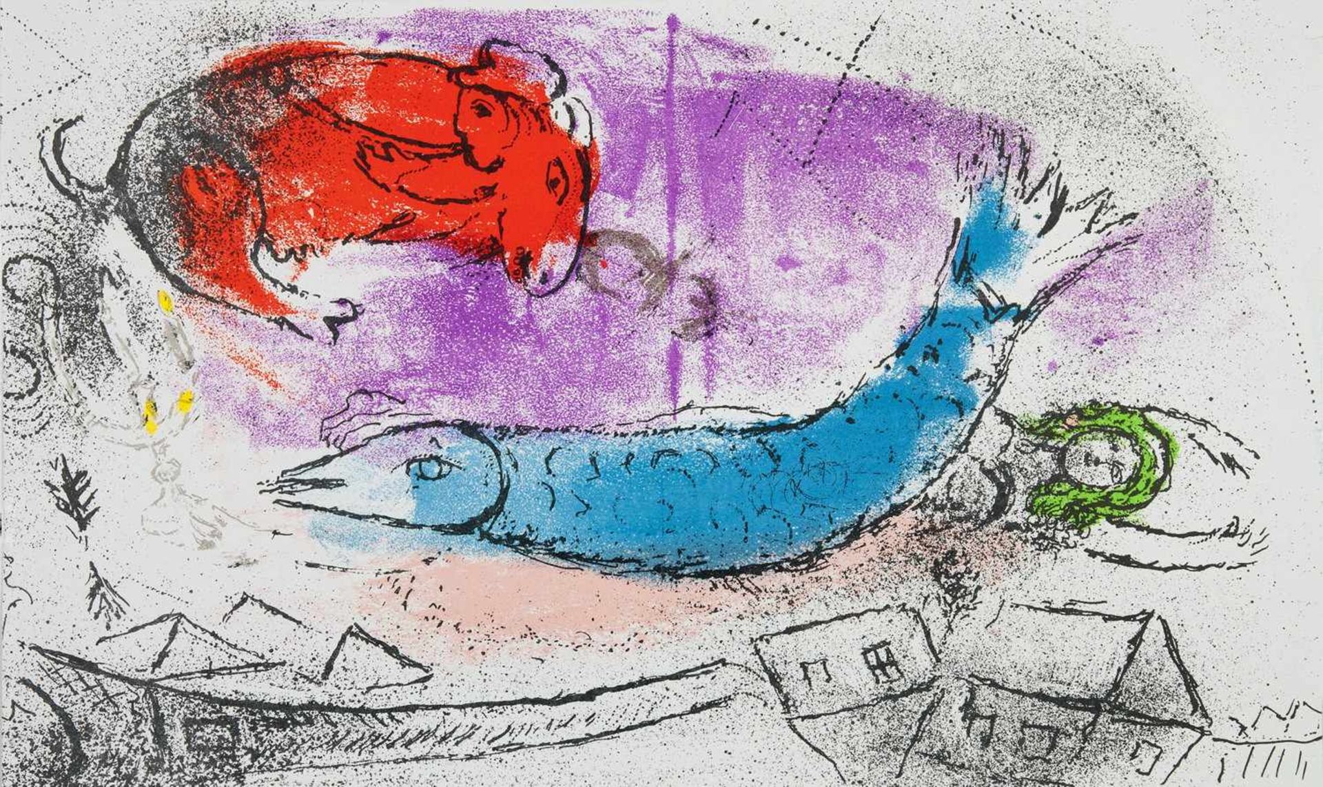 Marc Chagall. David vor Saul (mit dem Haupt Goliaths). - Davids Trauerlied.Zwei Radierungen. 1958. - Image 7 of 7