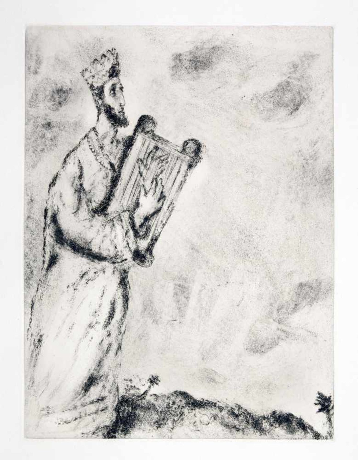 Marc Chagall. David vor Saul (mit dem Haupt Goliaths). - Davids Trauerlied.Zwei Radierungen. 1958.