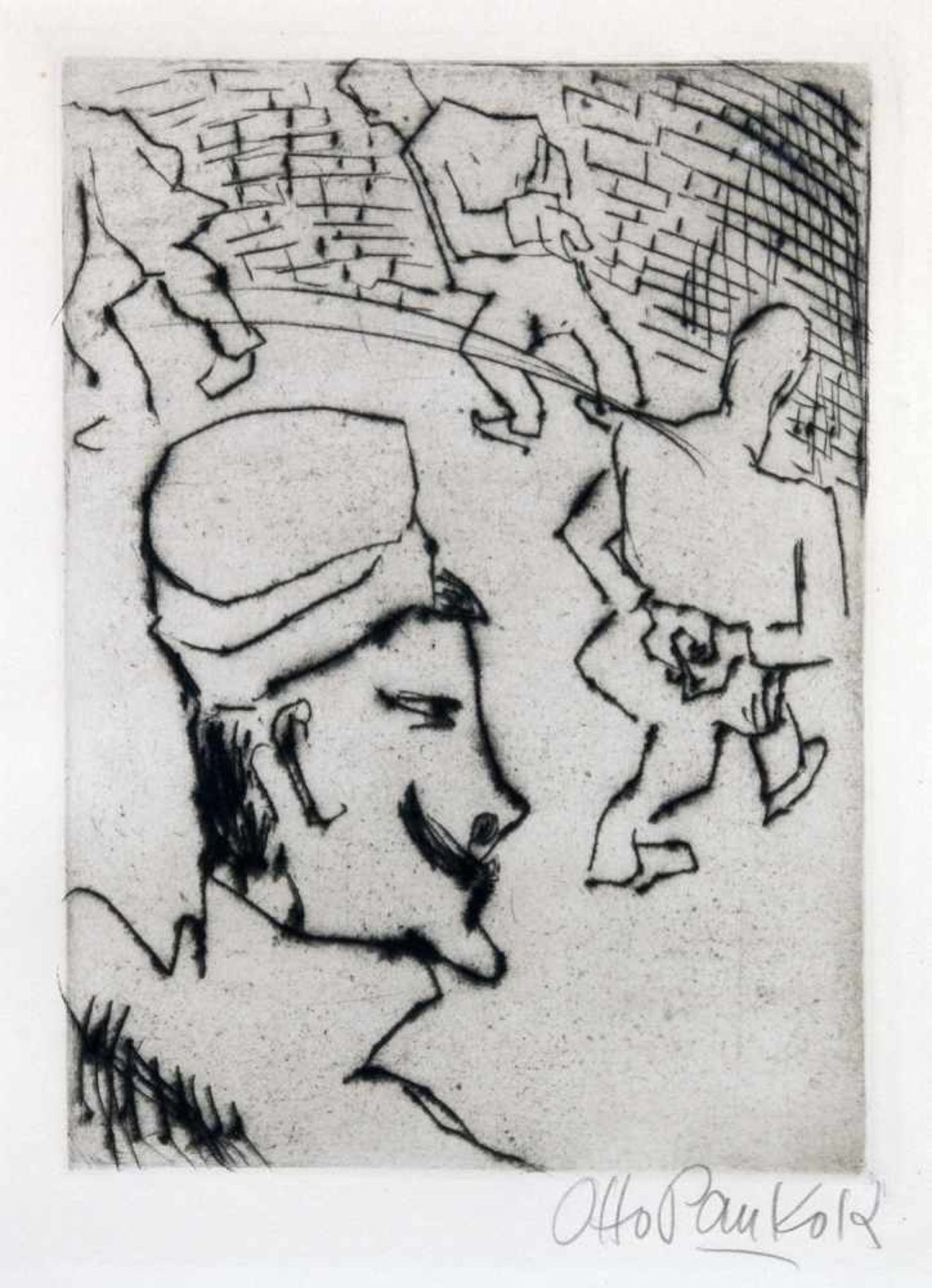 Otto Pankok. Rundgang im Gefängnishof. - Gefangener.- Zwei Radierungen. 1923. 19,0 : 13,5 cm (31,5 :