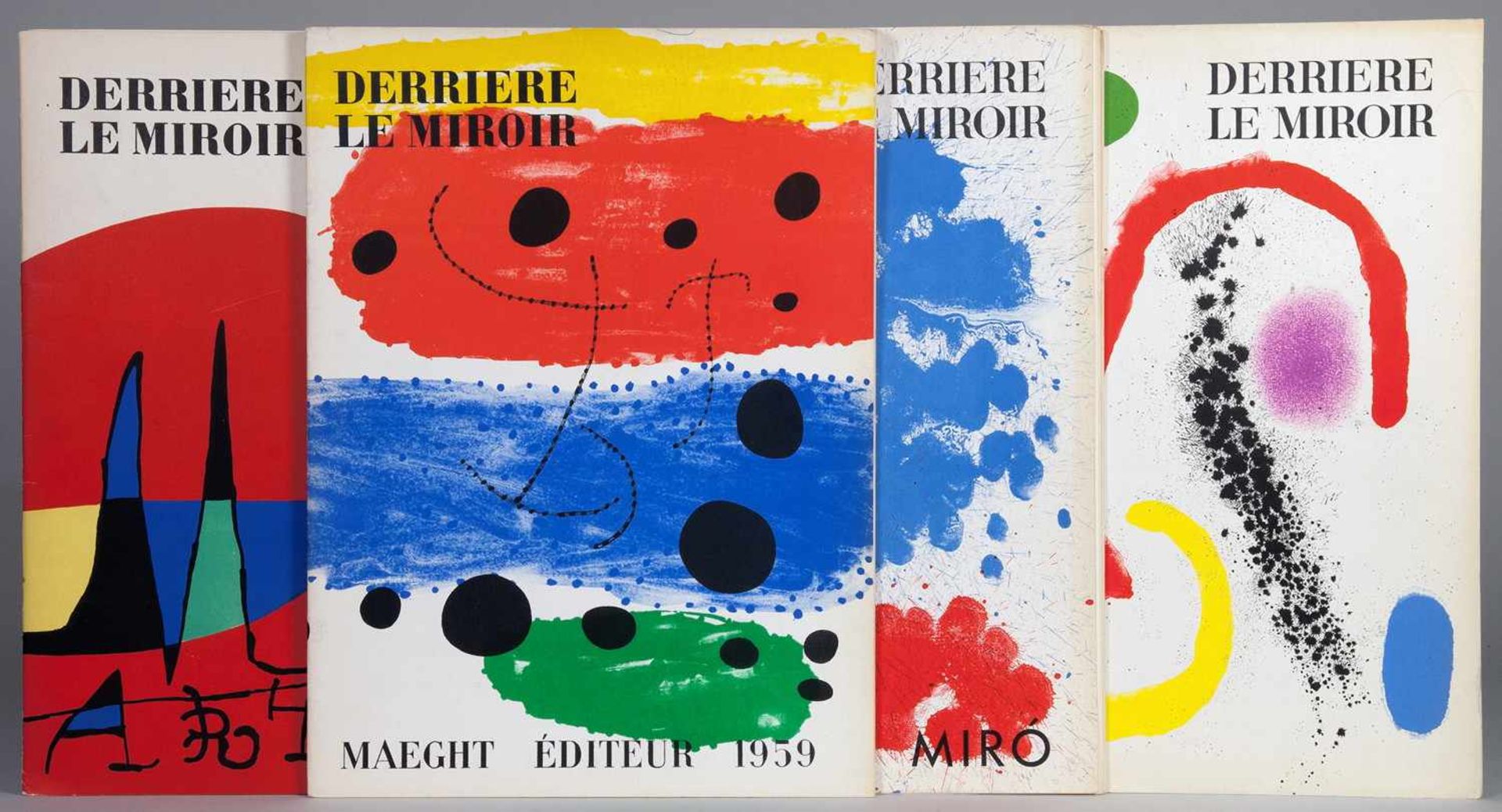 Joan Miró. Vier Hefte »Derrière le miroir«.Paris, Maeght 1956-1961. Mit zusammen 15, meist