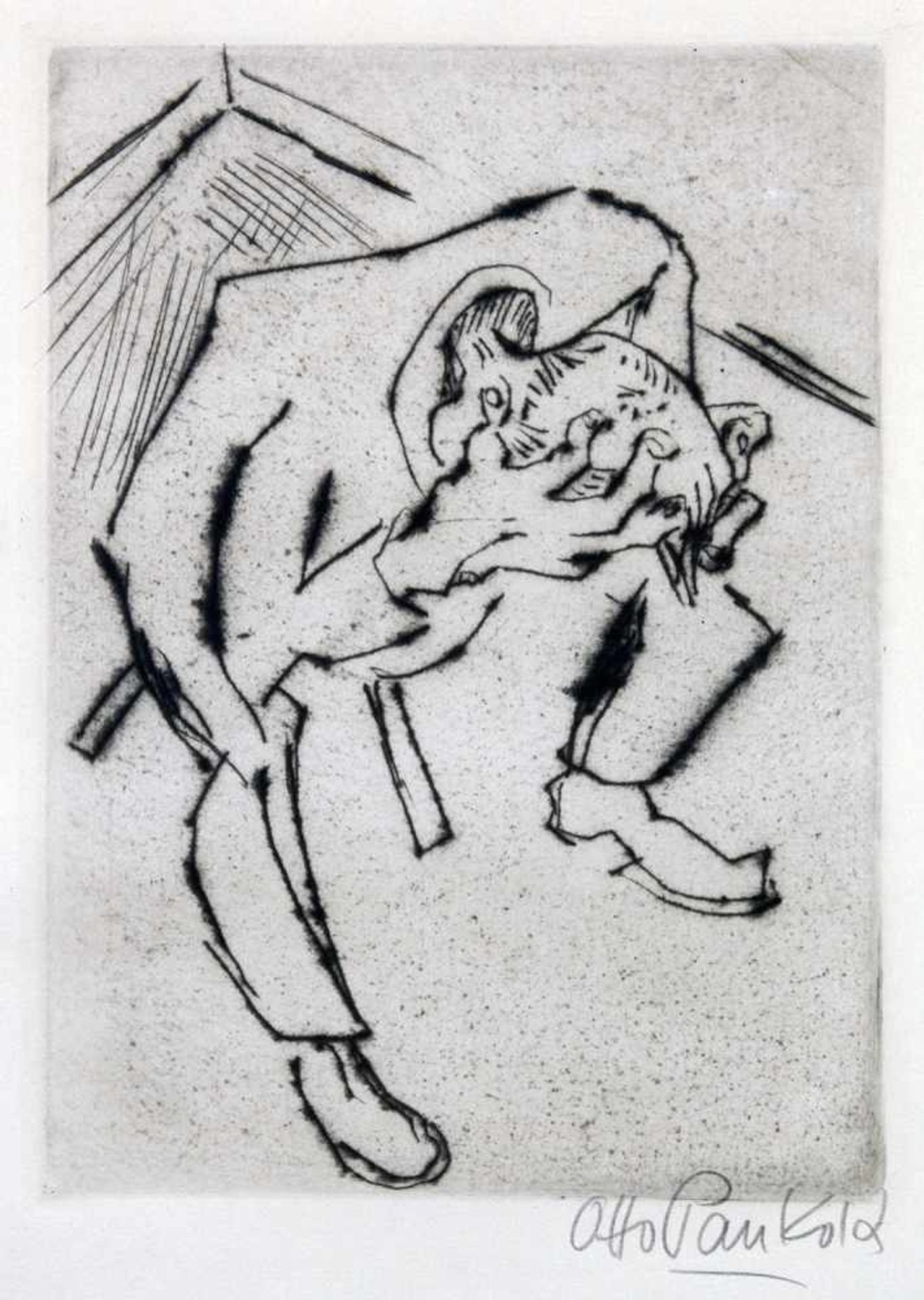 Otto Pankok. Rundgang im Gefängnishof. - Gefangener.- Zwei Radierungen. 1923. 19,0 : 13,5 cm (31,5 : - Image 2 of 2