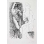 Pablo Picasso. Femme nue devant une Statue.Radierung. 1931. 31,2 : 22,1 cm (44,5 : 33,5 cm).