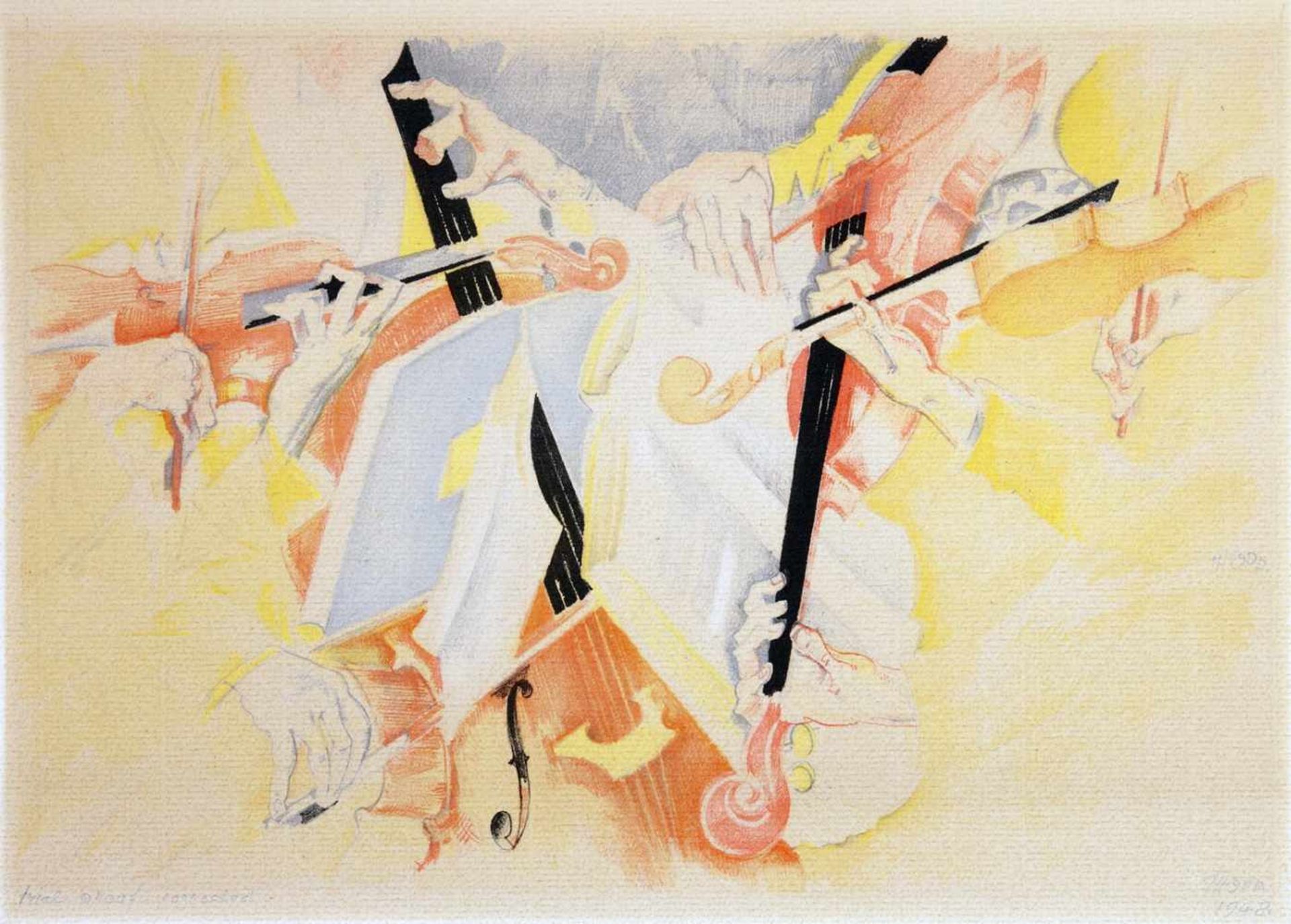 Max Oppenheimer. Quartett.Farblithographie. 1948. 21,5 : 31,0 cm (30,3 : 43,8 cm). Signiert, datiert