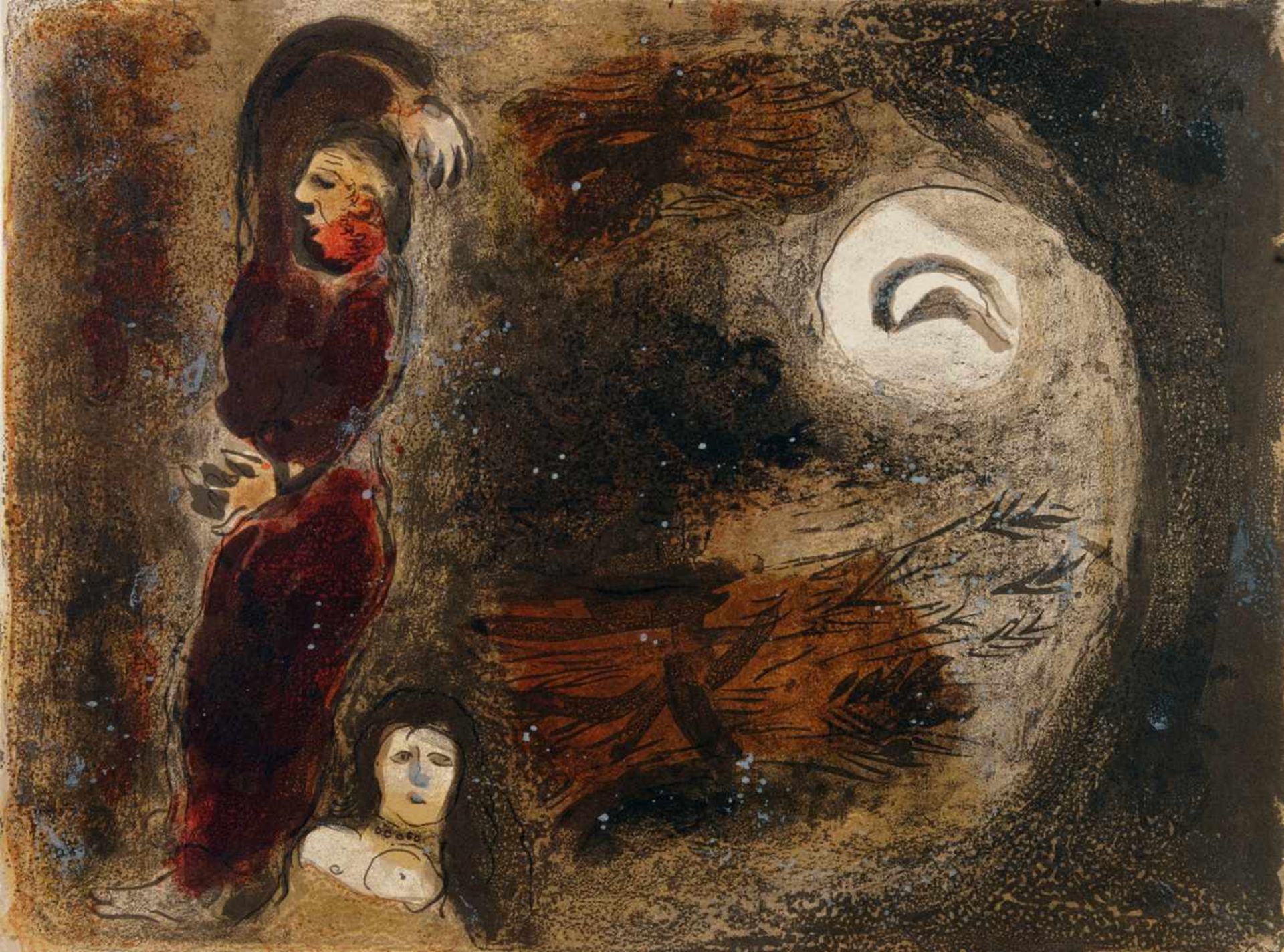 Marc Chagall. David vor Saul (mit dem Haupt Goliaths). - Davids Trauerlied.Zwei Radierungen. 1958. - Image 3 of 7