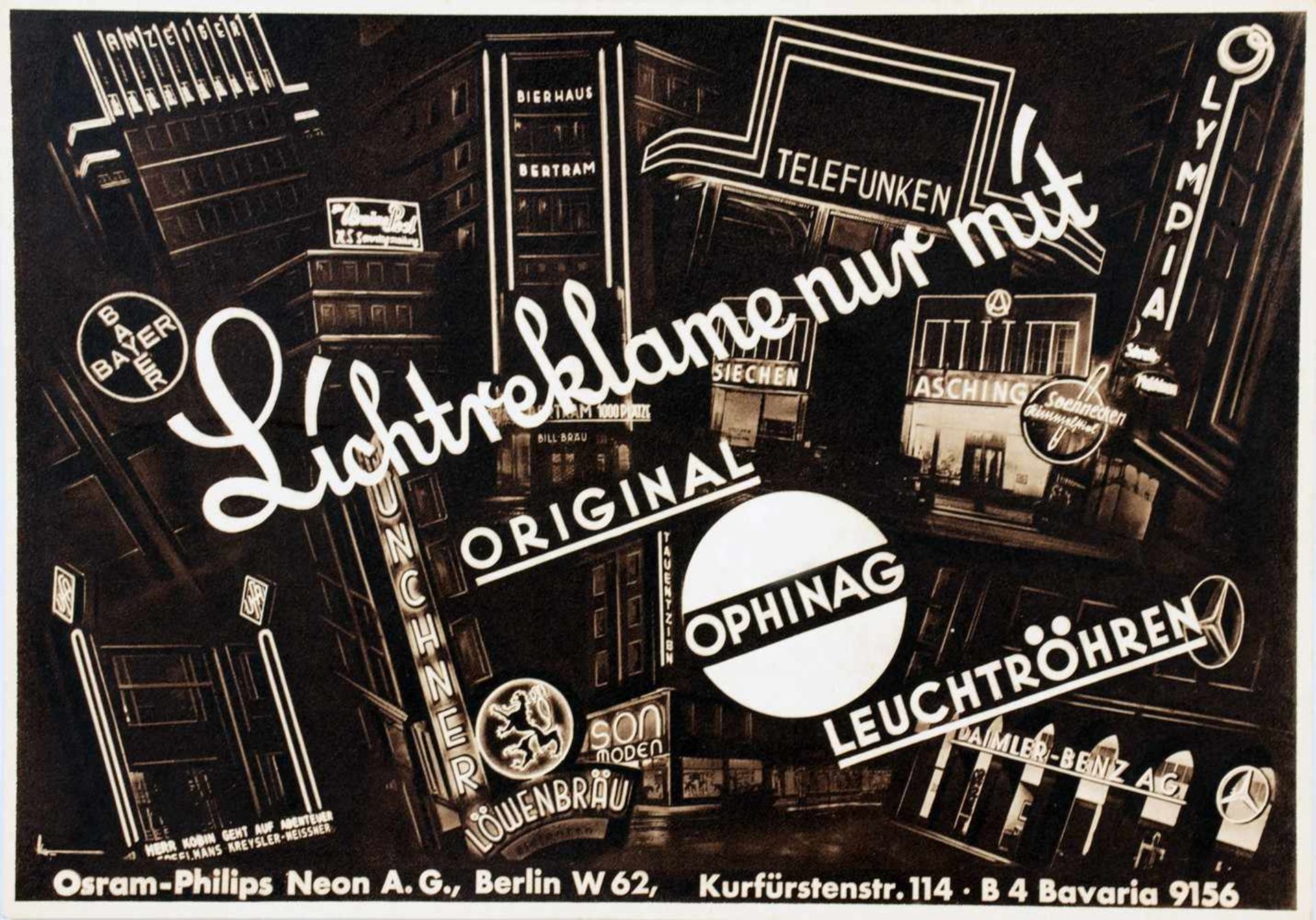 Ophinag. Original Leuchtstoffröhren. Leistungsproben. Berlin [um 1934]. 20 Tafeln nach