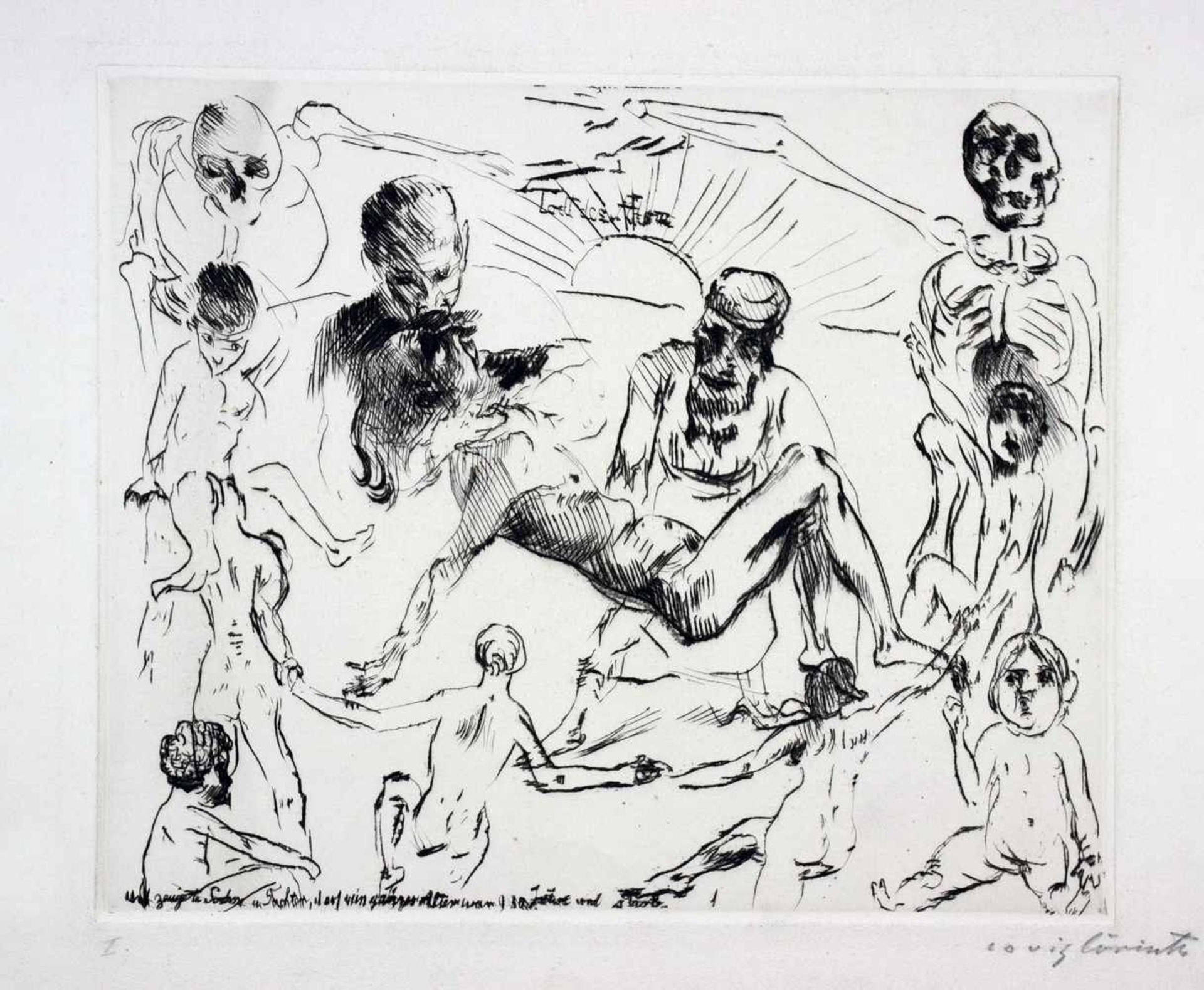 Lovis Corinth. Adams Tod. Radierung. 1916. 24,8 : 29,8 cm (32,0 : 45,0 cm). Signiert. Eins von nur