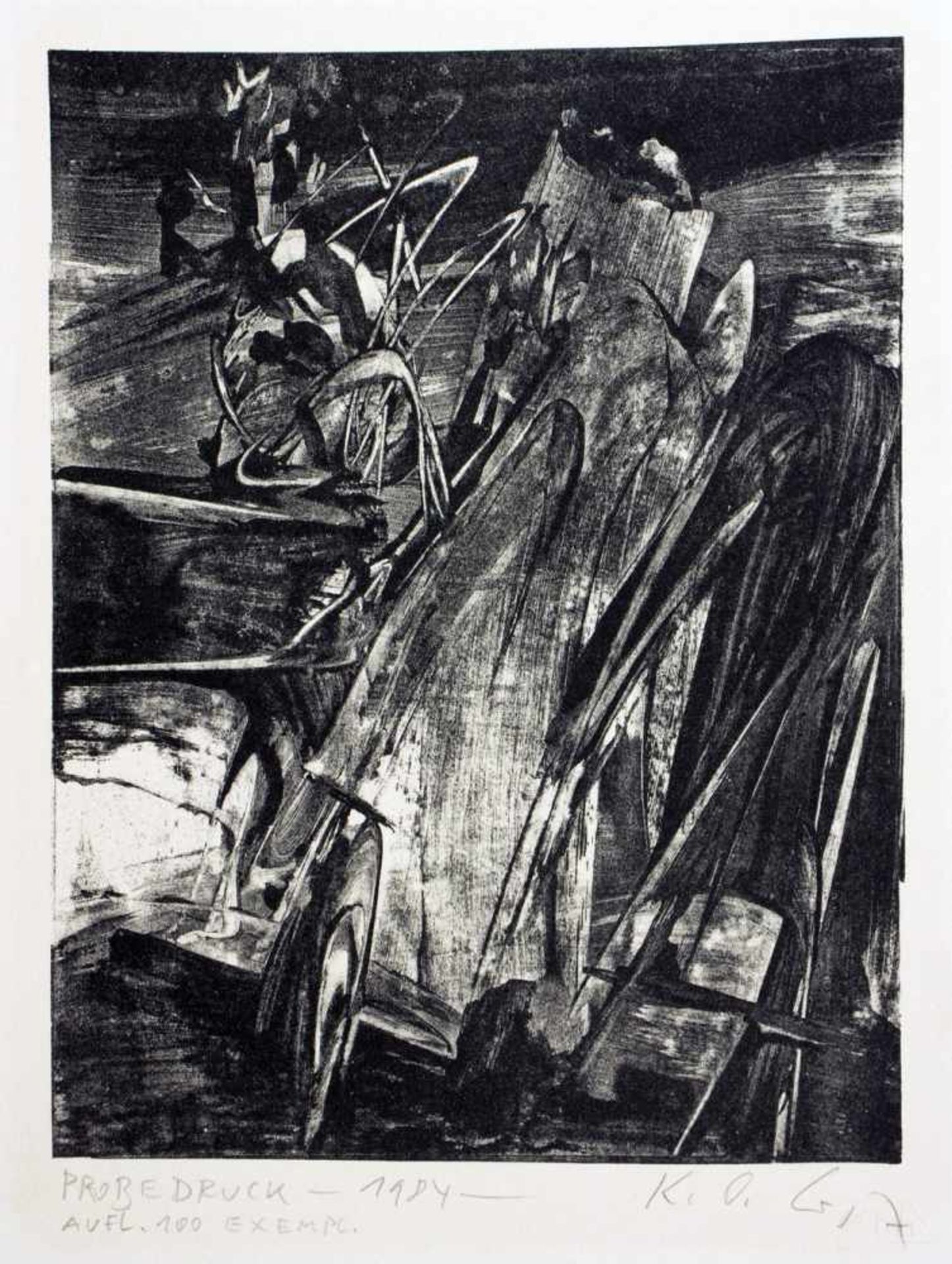 Karl Otto Götz. Komposition. Gouache. 1988. 24,9 : 32,5 cm. Signiert, rückseitig nochmals signiert - Image 2 of 2