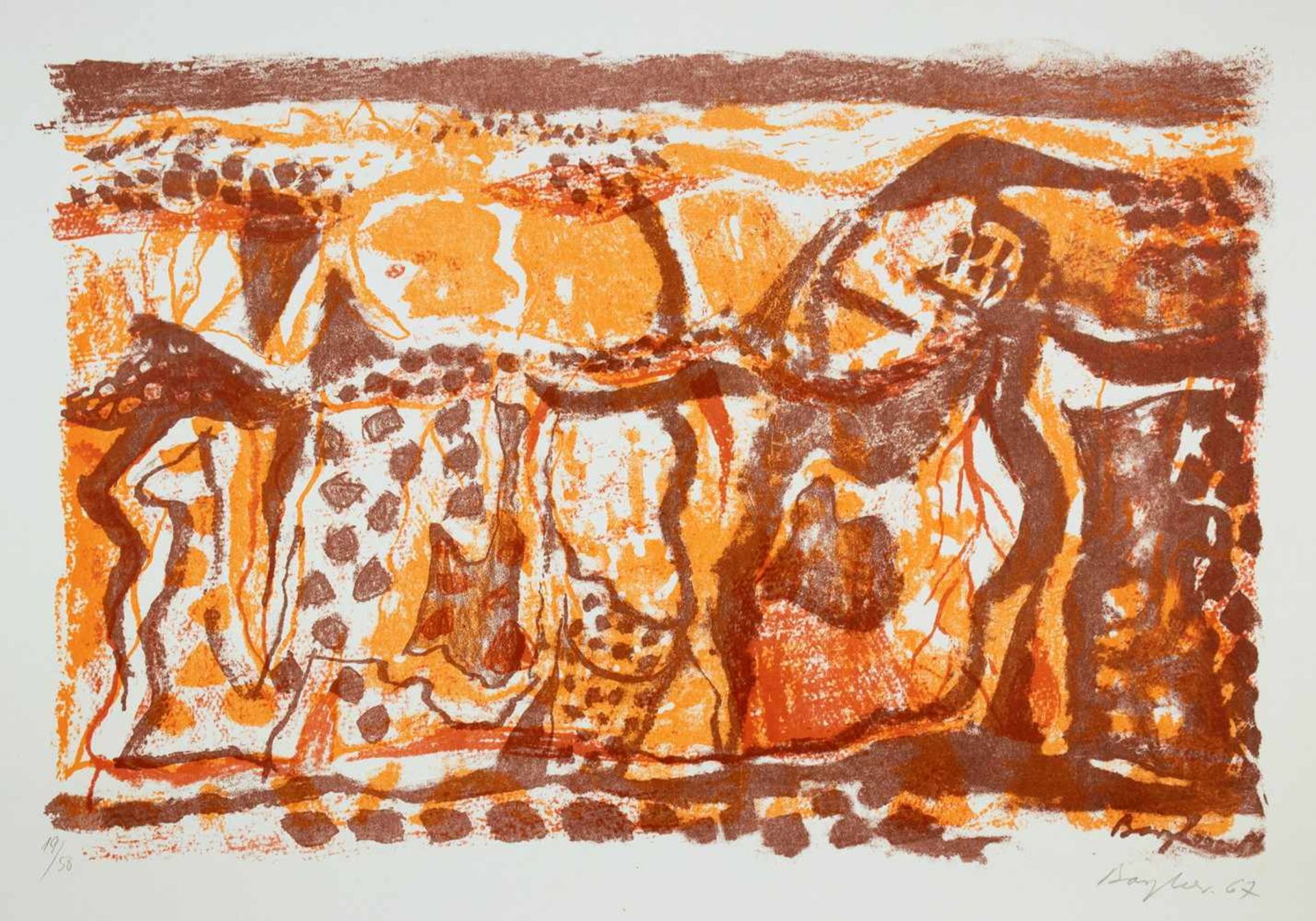 Eduard Bargheer. Sahara. Fünf Farblithographien. 1967. 42,3 : 58,5 cm. Signiert, datiert und