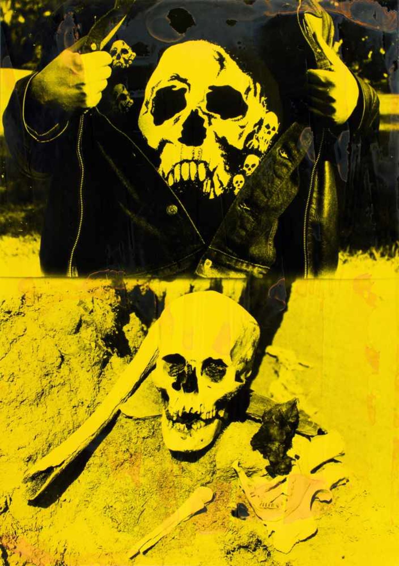 Michael Deistler. Skulls. Überarbeitete Fotomontage. 1996. 70,0 : 50,0 cm. Rückseitig signiert und