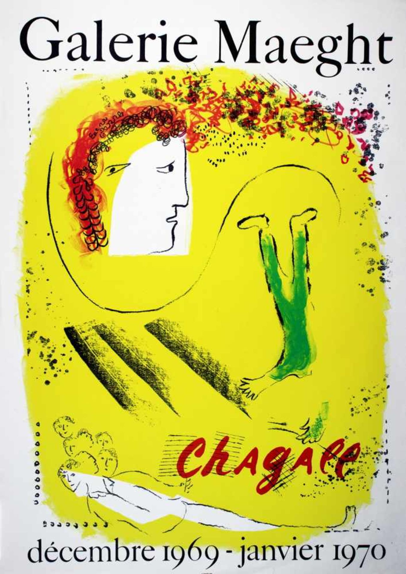 Marc Chagall. Le fond jaune (The yellow background). Farblithographie. 1969. 64 : 48 cm (78 : 57