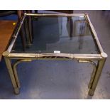 MODERN BRASS AND GLASS COFFEE TABLE