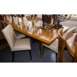 OAK DINING TABLE + 8 UPHOLSTERED CHAIRS