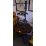 INLAID LAMP TABLE ON POD + METAL PLANT STAND