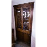 LEADED GLASS CORNER CABINET