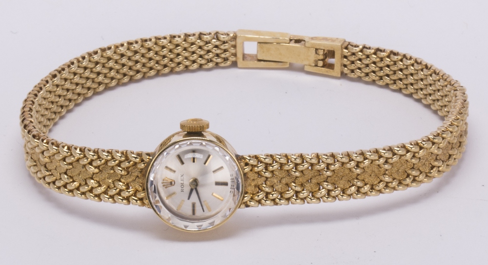 Lady's Rolex 14k yellow gold wristwatch Dial: round, silvered, sunburst, applied, gold and black - Image 3 of 3