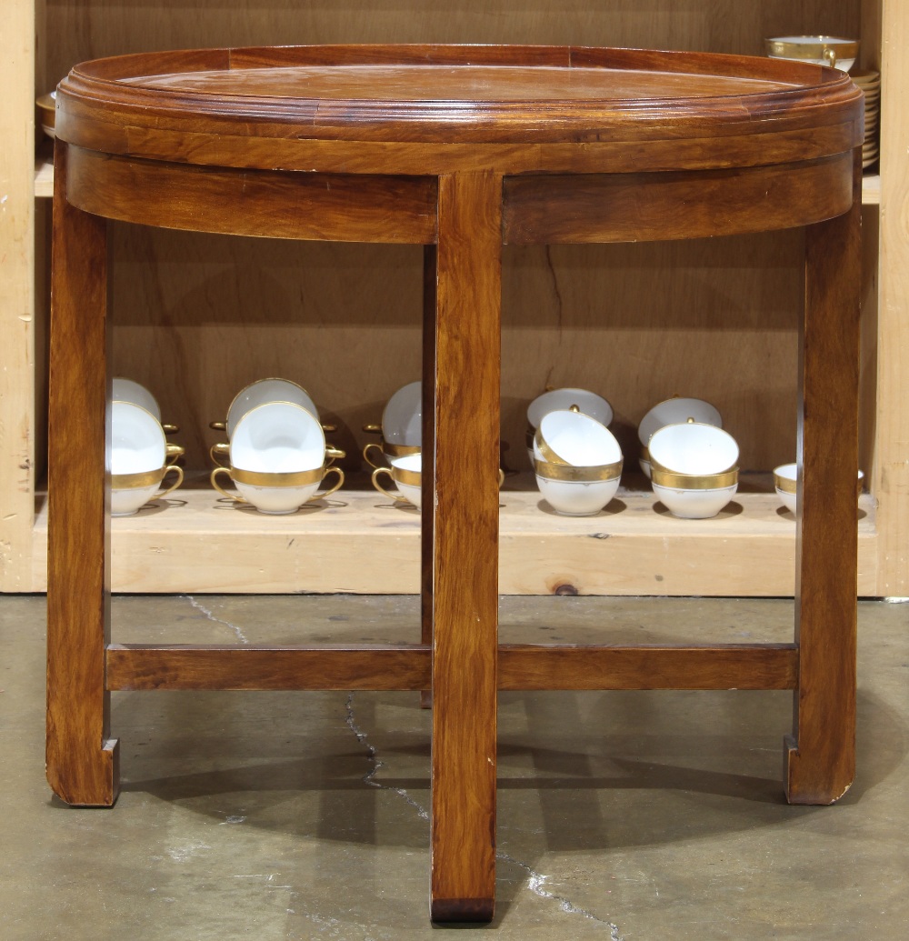 Asian inspired occasional table, the legs conjoined by a lower X form stretcher, and rising on - Image 2 of 4