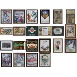 (lot of 20) Collection of framed offset prints, with images relating to American sports and beer