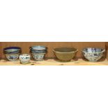 (lot of 10) Chinese ceramic bowls, consisting of a celadon bowl with petals to the interior; eight