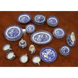 (lot of approx. 58) English blue transferware assembled dinner service, consisiting of (8) dinner