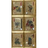 (Lot of 6) Ichieisai Yoshitsuya (Japanese, 1822-1866), 'Heroes of Modern Age', woodblock prints,