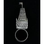 Continental silver symbolic Judaic wedding ring, the decorated band surmounted by a small pointed