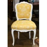 Louis XV style white lacquer parlor chair, the seat and back with yellow upholstery, 34"h