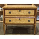 Hepplewhite chest of drawers, executed in maple with fruitwood inlay banding, the two drawer case
