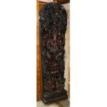Indian carved wood panel of Ganesha, 71"h