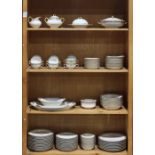 (lot of 97) Four shelves of Haviland Limoges porcelain partial table service, having a gilt rim,