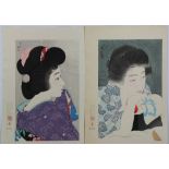 (lot of 2) Torii Kiyotada (=Kotondo) (Japanese 1900-1976), Japanese woodblock prints, bijin-ga, '