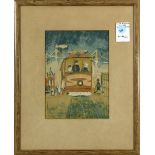 American School (20th century), San Francisco Cable Car, screenprint, overall (framed): 14.25"h x