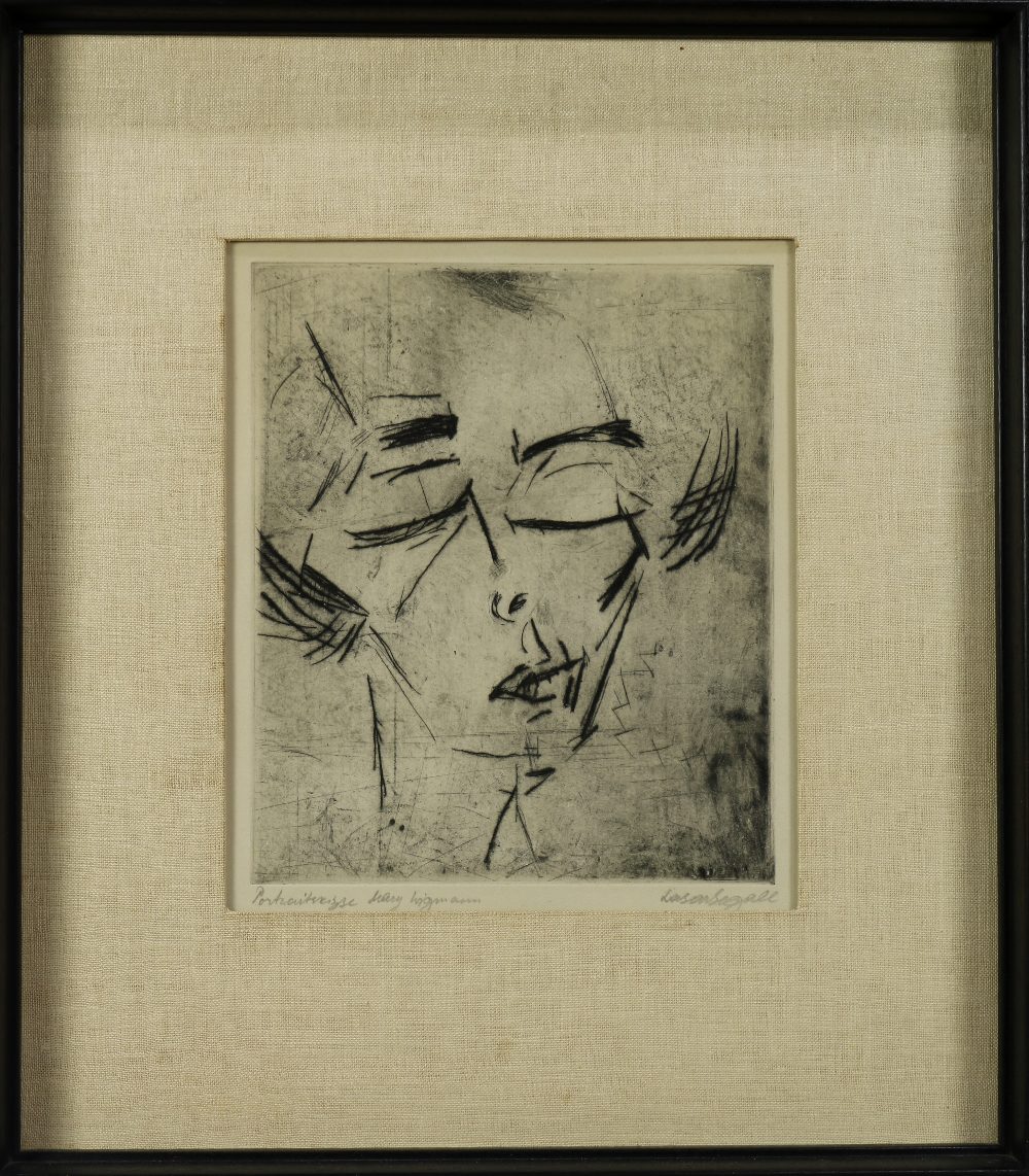 Lasar Segall (Brazilian/Lithuanian, 1891-1957), "Portrait of Mary Wigman, drypoint etching, pencil - Image 2 of 5