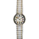 Corum Admirals Cup two tone wristwatch Dial: round, cream, multi-colored Nautical flag hour markers,