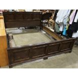 Spanish Revival style king size bed, the rectangular frame with inset panel headboard, 3'3''h x 6'