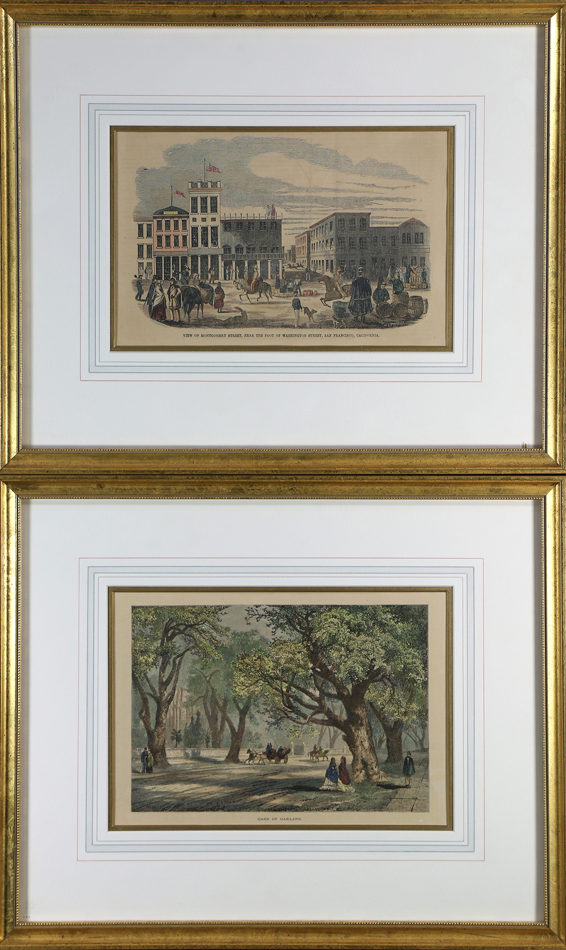 (lot of 2) European School (19th/20th century), "Oaks of Oakland" and "View of Montgomery Street,"