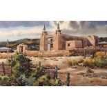 Spike Ress (American, b. 1948), Las Trampas, New Mexico, watercolor, signed lower right, sight: 24"h