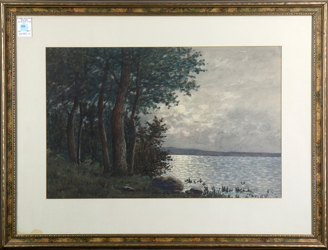 American School (20th century), Moonlit Water, watercolor, signed "FM Dixon" lower left, titled