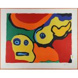 Karl Appel (American/German, 1866-1937), Deux Visages, 1973, serigraph in colors, pencil signed