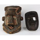 (lot of 2) African dance mask group, consisting a D.R. Congo mask having pigment decoration and a