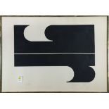 Black Geometrical Abstraction, 1972, serigraph, pencil signed "Efstathiou" and dated lower right,
