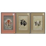 (lot of 3) Japanese woodblock prints: Hasegawa Sadanobu III (1881-1963), kabuki 'Kanjin-cho' and '