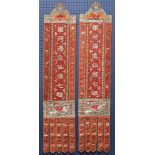 (lot of 2) Chinese embroidered silk banners, devoted to Qijie to celebrate the Qixi Festival (