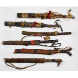 (lot of 10) Dayak people, Borneo, 19th century, elaborate headhunting ceremonial sword and knife