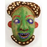 Bamileke, Cameroon, tribal mask having a bead decorated face, 18.5"h x 13.5"w