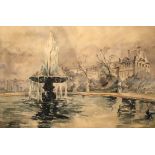 Alexander Nicolaevich Benois (Russian, 1870-1960), Parisian Scene, watercolor on paper, signed lower