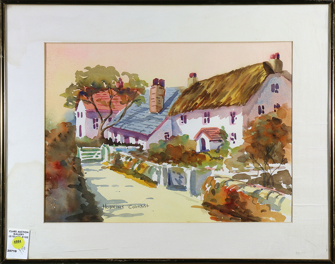 Hopkins Colmant (American, 20th century), Country Cottage, watercolor, signed lower left, overall (