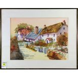 Hopkins Colmant (American, 20th century), Country Cottage, watercolor, signed lower left, overall (